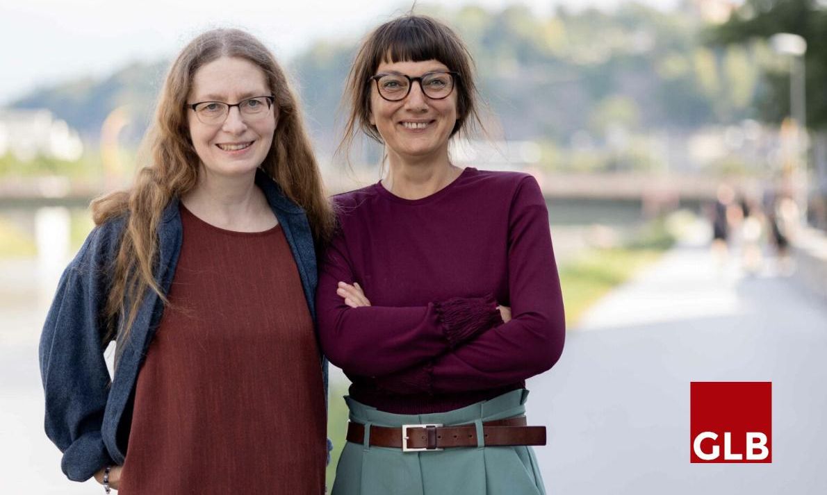 Die Spitzenkandidatinnen des GLB in Salzburg: Edith Hanel und Nicola Korntner (v.r.), honorarfrei (c) GLB Salzburg