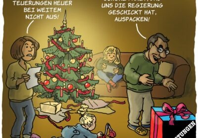 Der aktuelle Karl-Berger-Cartoon im GLB-Magazin DIE ARBEIT