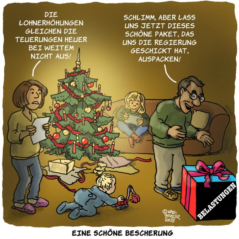 Der aktuelle Karl-Berger-Cartoon im GLB-Magazin DIE ARBEIT